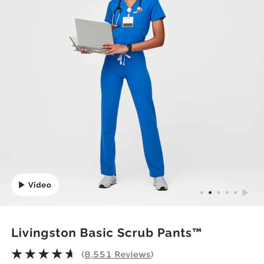 Figs Royal Blue Livingston Basic Straight Leg Scrub Pants Tech Collection Sz L
